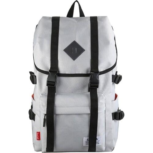 New Simple Men and Women Outdoor Leisure Night Reflective Striped Backpack Fashion Nylon Backpacks