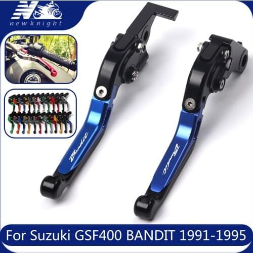 With Logo 20 Colors For Suzuki GSF 400 BANDIT 1991-1995 Motorcycle Aluminum Adjustable Foldable Brake Clutch Lever Accessories
