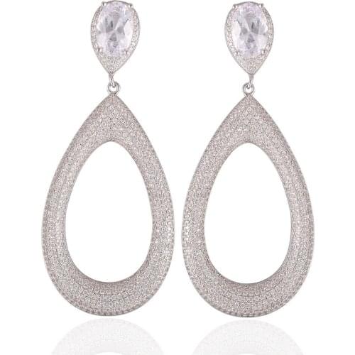 GrayBirds Rhodium Plated Romantic Elegant Jewelry Luxury Copper AAA CZ Big Water Drop Earrings For Wedding Girl MLE103