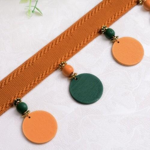 11.5M Modern simple curtain curtain head lace accessories decorative lace curtain beads lace color round piece wood type