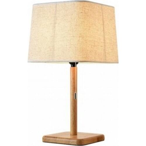 Modern Simple Wooden Bedroom Bedside Light Decoration Nordic Solid Wood Art Study Led Fabric Gift Table Lamp