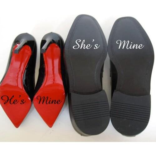 He/She Is Mine Wedding Shoes Decoration Marriage Accessories Bride Groom Vinyl Wedding Stickers Waterproof Adhesive Novelty Shoe