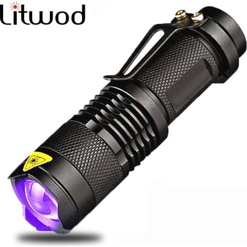 UV 395 Penlight Focus UVC Lantern Led Flashlight Torch Light Bulbs Litwod Q5 SK68 Adjustable Aluminum Alloy 2000 5W Black