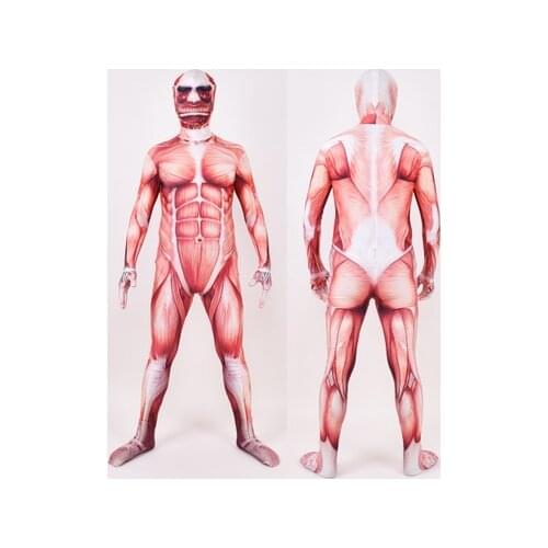 Attack on Titan Costume Colossal Titan Superhero Cosplay Costumes Men Male Boys Zentai Halloween Bodysuit Adults Kids