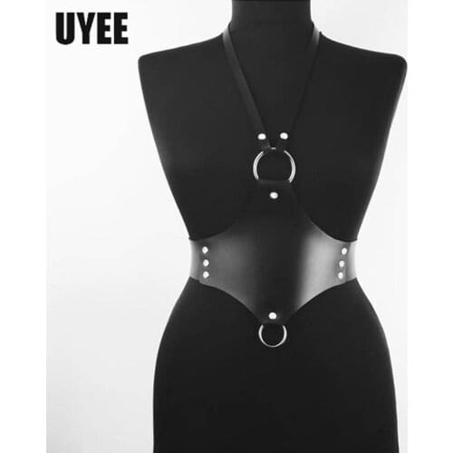 UYEE Gothic PU Leather Harness Blet Sexy Body Suspenders Belt For Women Bondage Adjustable Belt For Clubwear Techwear Straps