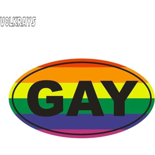 Volkrays Personality Car Sticker Gay Euro Oval Accessories Reflectove Waterproof Cover Scratches Funny PVC Decal,7cm*14cm