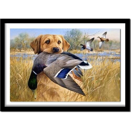 Needlework Full Square Diamond Cross Stitch Animals Hunting Dog 5D Diamond Embroidery Canvas Home Decor Painting