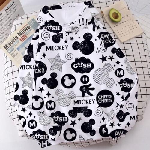New Disney mickey Minnie mouse women clothing hoodies women oversize Mickey print plus fleece hooded crop top women Cotton