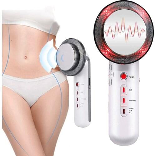 3 In 1 EMS Infrared Ultrasonic Massager Ultrasound Slimming Fat Burner Cavitation Face Body Slimming Massager Beauty Devices