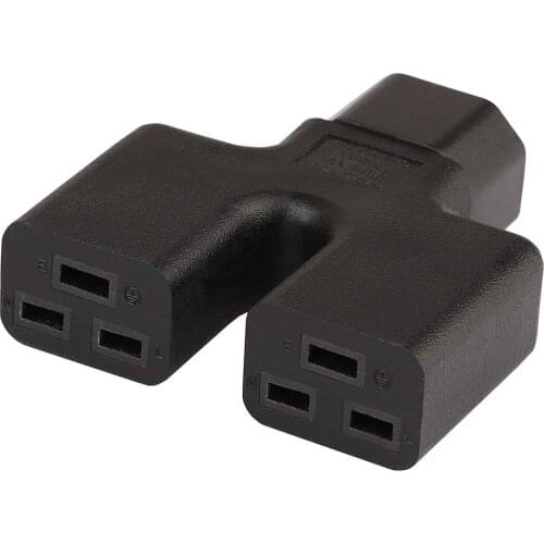 IEC 320 C14 Male to Dual 2 C19 Female Power Adapter, IEC 3 Prong Male 10A to 16A 20A Y Power Adapter