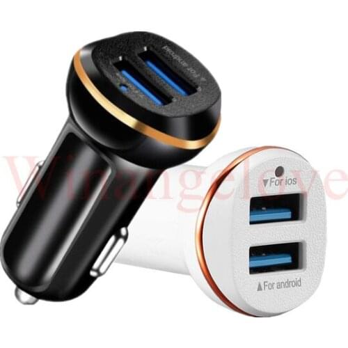 500pcs 5V 3A Dual 2 Ports usb car charger For iPhone for Samsung Phone Travel LED Blue Light Car-Charger