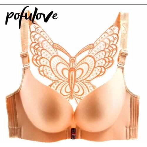 Butterfly Sexy Lace Bras for Women Front Closure Underwear Plus Size ABCD Cup Push Up Bra Wireless Seamless Bralette Brassiere