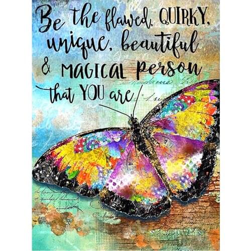 Big Butterfly English Letters Diamond Painting Round Full Drill Nouveaute DIY Mosaic Embroidery Cross Stitch Oil Retro Pattern