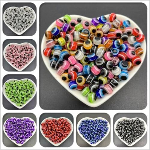6mm 8mm 10mm Resin Spacer Beads Round Evil Eye Beads Stripe Spacer Beads For Jewelry Making DIY Bracelet Necklace Accessories