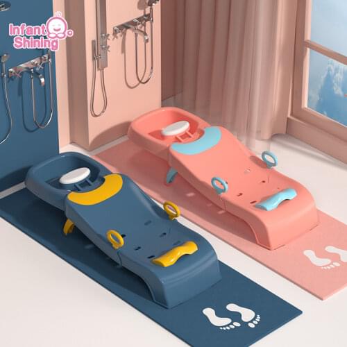 Infant Shining Childrens Shampoo Chair Foldable Baby Hair Wash Recliner Baby Home Thickened Plastic Child Shampoo Bath Chair