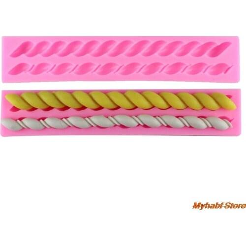 DIY 3D Twist Rope Silicone Cake Mold Fondant Cake Border Decorating Tools for Jelly Chocolate Pastry Sugar Crafts Baking Mould