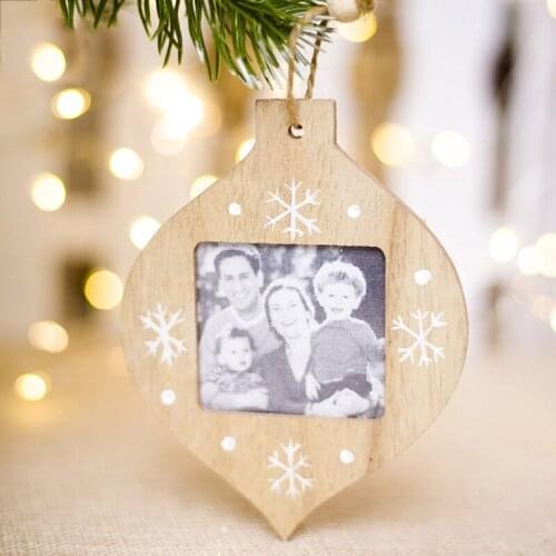 Christmas Decoration Ornaments Xmas Tree Wooden Photo Frame Mini DIY Pendant New 2020