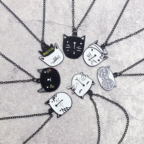 GDHY 20 styles Cat Necklace Animal Pendants Enamel Cute Cat Kitty Shark Horse Pegasus Necklace For Women Kids Jewelry Gifts