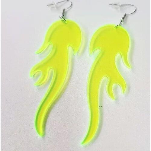 Personality flame acrylic earrings cute fun trend earrings stud earrings clip jewelry