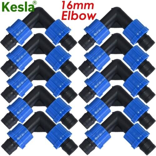 10PCS Irrigation 5/8" Drip Tape 16mm Connector Elbow 90 Degree Thread Lock Buckle Garden Drip Irrigation System Garden Tools