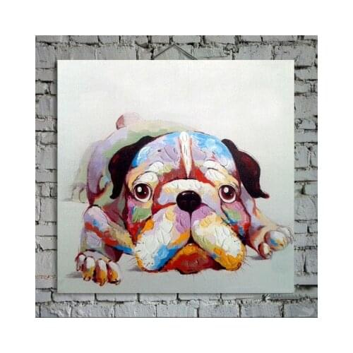 Handmade oil painting on canvas modern 100% Best Art Dog oil painting original directly from artist AN-107