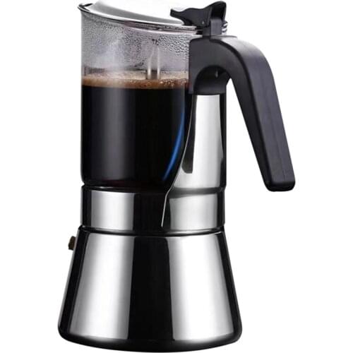 Moka Pot-Espresso Maker, Glass & Stainless Steel Moka Pot,Stove Top Espresso Shot Maker for Strong Coffee Maker