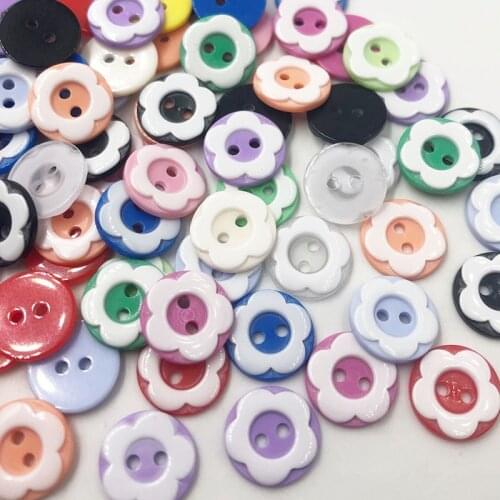 100PCS 12mm Mix 2 Holes Round Kids Sewing Plastic Buttons Crafts PT49