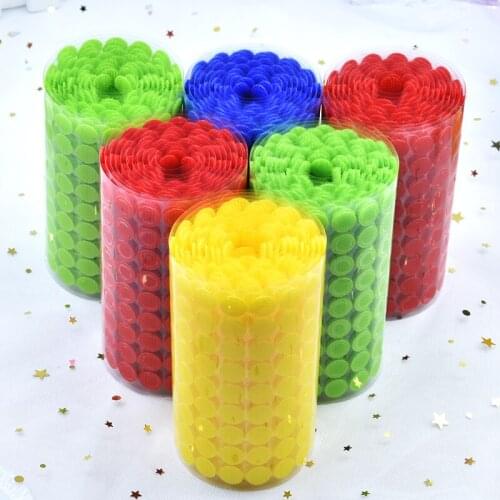 White Black 10 15 20 25mm 108 Pairs Glue Hook and Loops Sticker Strong Self Adhesive Dot Nylon Waterproof Adhesive Fastener Tape