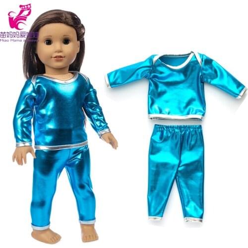 43 cm reborn baby doll clothes silver geen pajama set for 18 inch american generation girl doll outwear