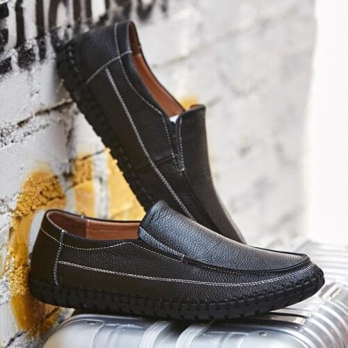 Loafers Men Full Grain Leather Shoes Fashion Men Boat Shoes Brand Men Casual genuine Leather Shoes Male Flat Shoes big size 47