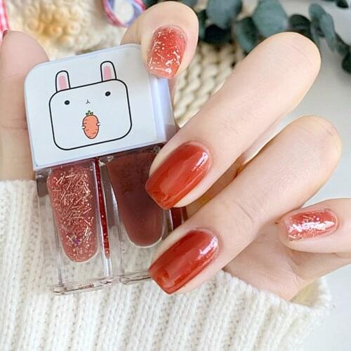 Manicure Water-based Bright Scrub Can Tear Gemini Nail Polish Two Bottles Set Twin Nail Polish Combination Glitter Nail Art Tool