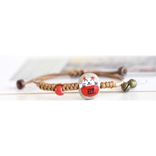 Cute handmade ceramic Lucky Cat Bracelet animal bracelets for children jewelry fashion couple girlfriends jewelry #N021