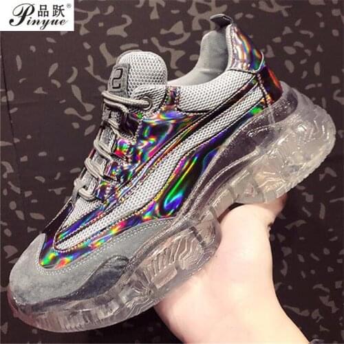 Fashion Sneakers Women Spring 2021 Fashion Sequined Cloth Bling Breathable Round Toe Leisure Chunky Women Shoes Tenis Feminino