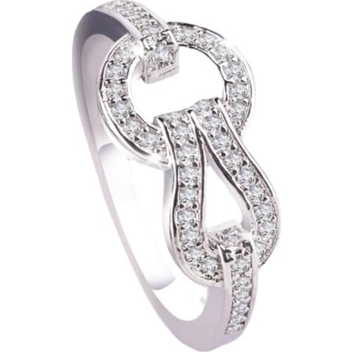 Fashion Wedding Bridal Jewelry 925 Belt shape, 8 lettersCubic Zircon Crystal Engagement Rings For Women Bague Femme Bijoux 6-10