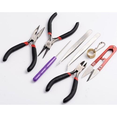 8Pcs Stainless Jewelry Making Tool Kit With Round Nose Plier Wire Cutter Scissor Set For Bracelet Necklace DIY Handmade Supplies