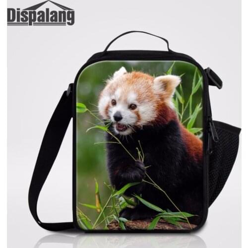 Dispalang Cute Red Panda Printing Shoulder Lunchbox Thermal Lunch Bag Picnic Bags For Children Racoon Pattern Lunch Containers