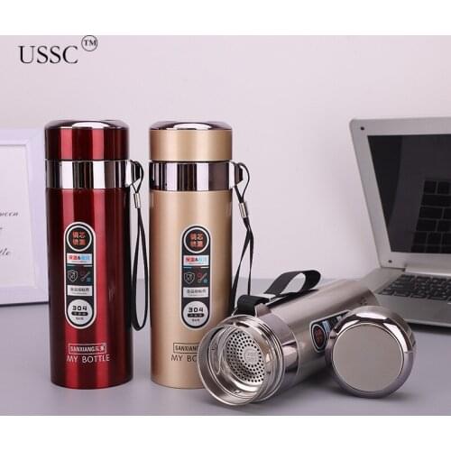 USSC New Simple Intelligent Cup Vacuum Flasks Portable Stainless Steel Thermos Cup Portable Thermos Cup Business Straight HZ036