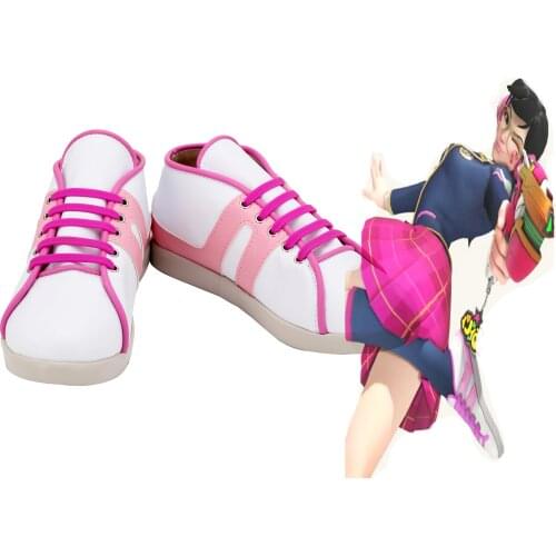 OW Hana Song Cosplay D.VA DVA Cosplay Shoes Academy Girls Pink Boots For Girls
