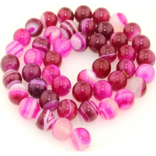 Wholesale Natural Smooth Rose Striped Round beads Jewelry Making loose stone beads strand 15" 4/6/8/10mm