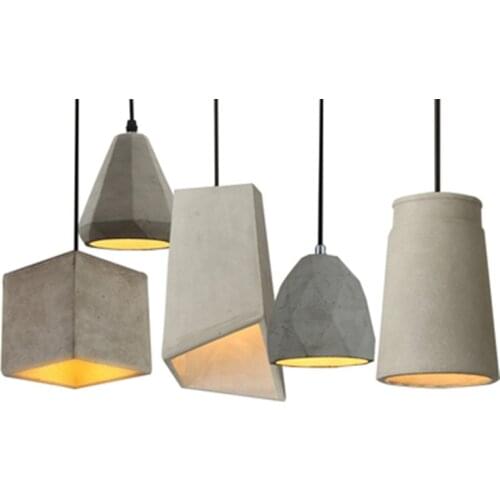 20 Kinds Loft Cement Pendant Lights Modern Industrial Concrete Pendant Lamp Creative Art Hanging Lamps for Cafe Restaurant