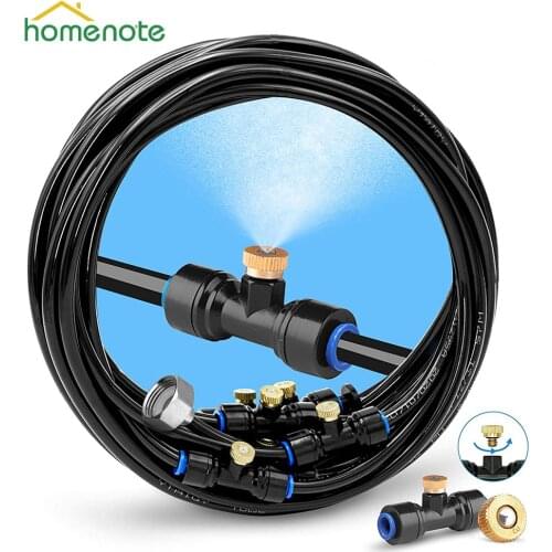 Misting System Drip Irrigation Garden Watering 8M Misting Line +7 Brass Mist Nozzles + a Brass Adapter(3/4") for Garden Orchard