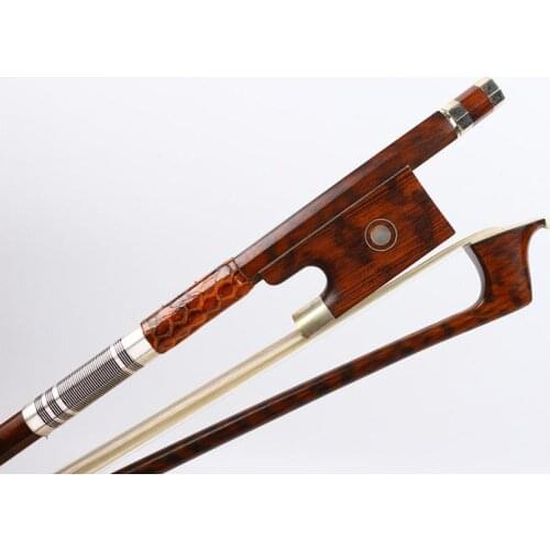 4/4 Snakewood Violin Bow Straight Circle inlay Full size Horse Hair Pernambuco Violin parts