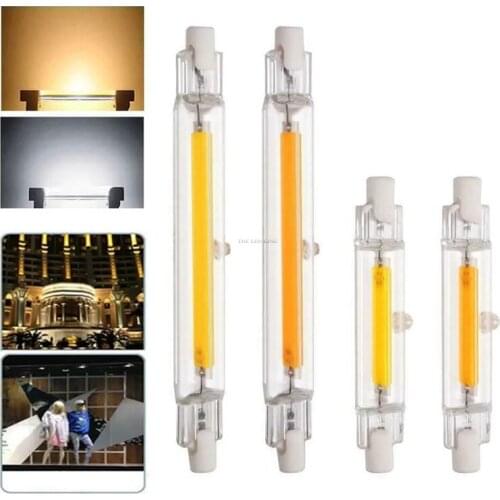 Super Bright LED R7S Glass Tube COB Bulb Ceramics 78MM 118MM R7S Corn Lamp 15W 20W 30W 40W J78 J118 Replace Halogen Lampadas