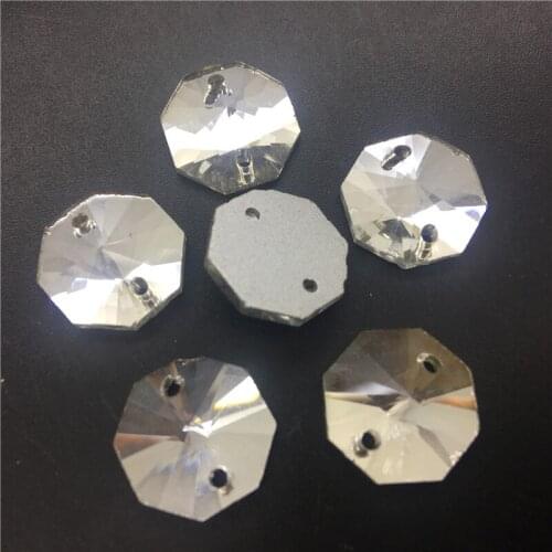 TopStone Round Octagon sew on Rhinestone Crystal clear Color 10 12 14 mm Glasss Crystal Sew on Stone