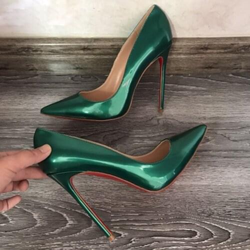 Sexy Ladies Pearl light Patent Leather Pumps Ladies Pointed Toe Female Stilettos Slip on Celebrity High Heels Shoes for women