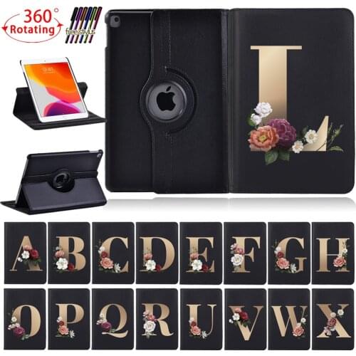 Rotating Stand Tablet Case for Apple IPad 2/3/4/IPad Mini 4/5/iPad 5th/6th Gen/7th/8th 2020 Gen Initial Name Protective Cover