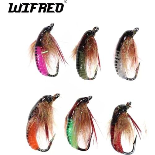 Wifreo Artificial Caddis Larvae Nymph Flies Winter Fishing Lure Bait UV Beadhead Insect Lures For Trout Fishing Ice Fishing Bait