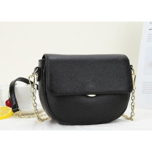 Genuine Leather Womens Bags Versatile New Fashion Messenger Bag Femanle Chain Bag Womens Shoulder Bag Phone Bags