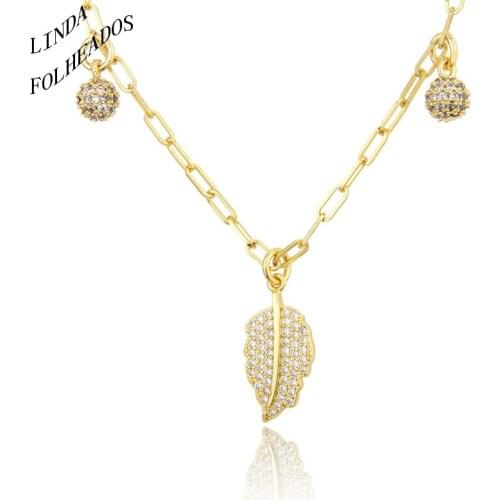 New Design Fashion Woman Gold Set Auger Combination Pendant With Drill Leaves Drop Necklace Jewelry Gift Anniversary Party