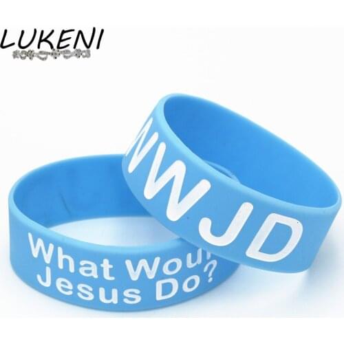 1PC What Would Jesus Do Silicone Wristband Bracelet for Religious Faith Sports Blue Silicone Bracelets&Bangles Gifts SH148